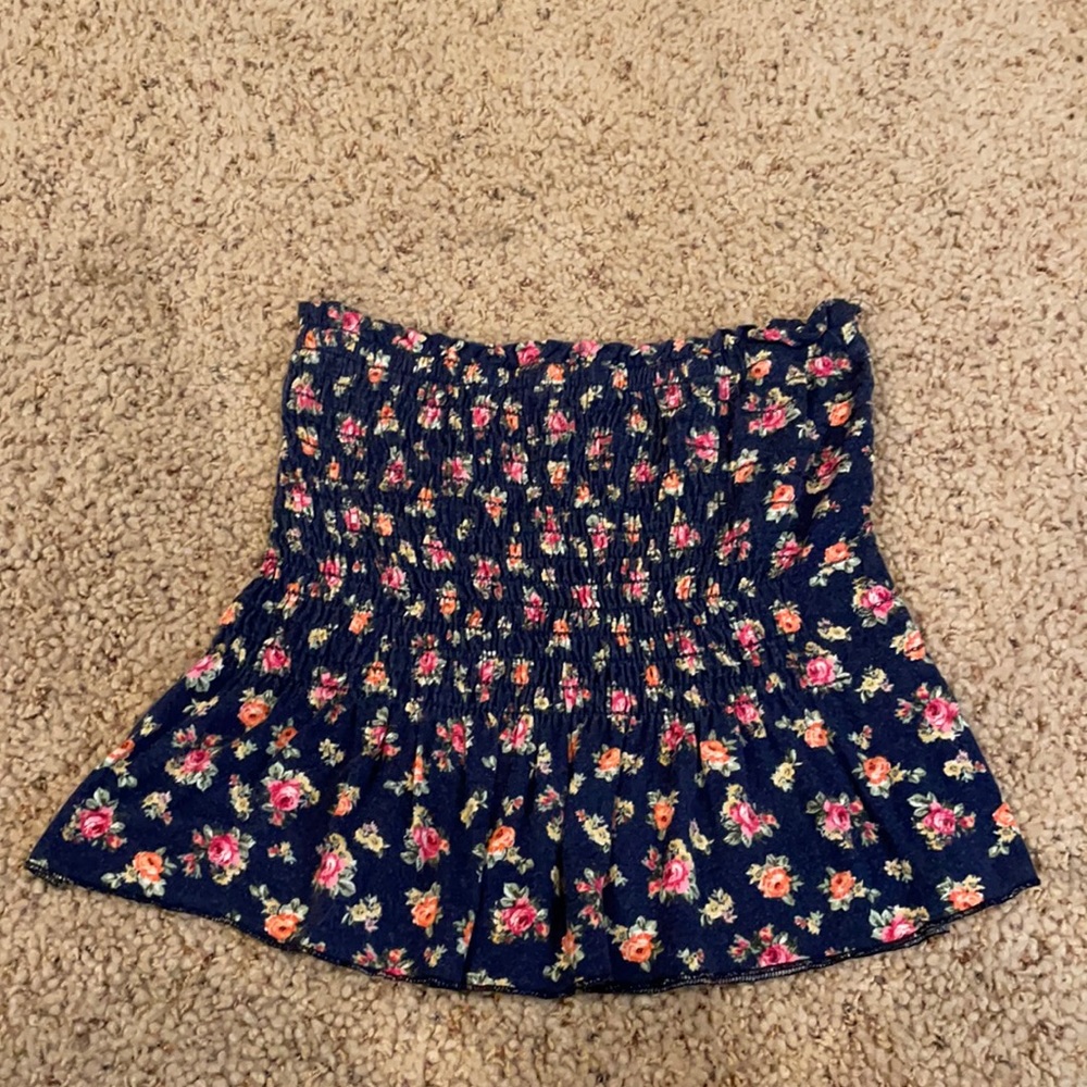 Floral Sky and Sparrow Tube Top Size Small